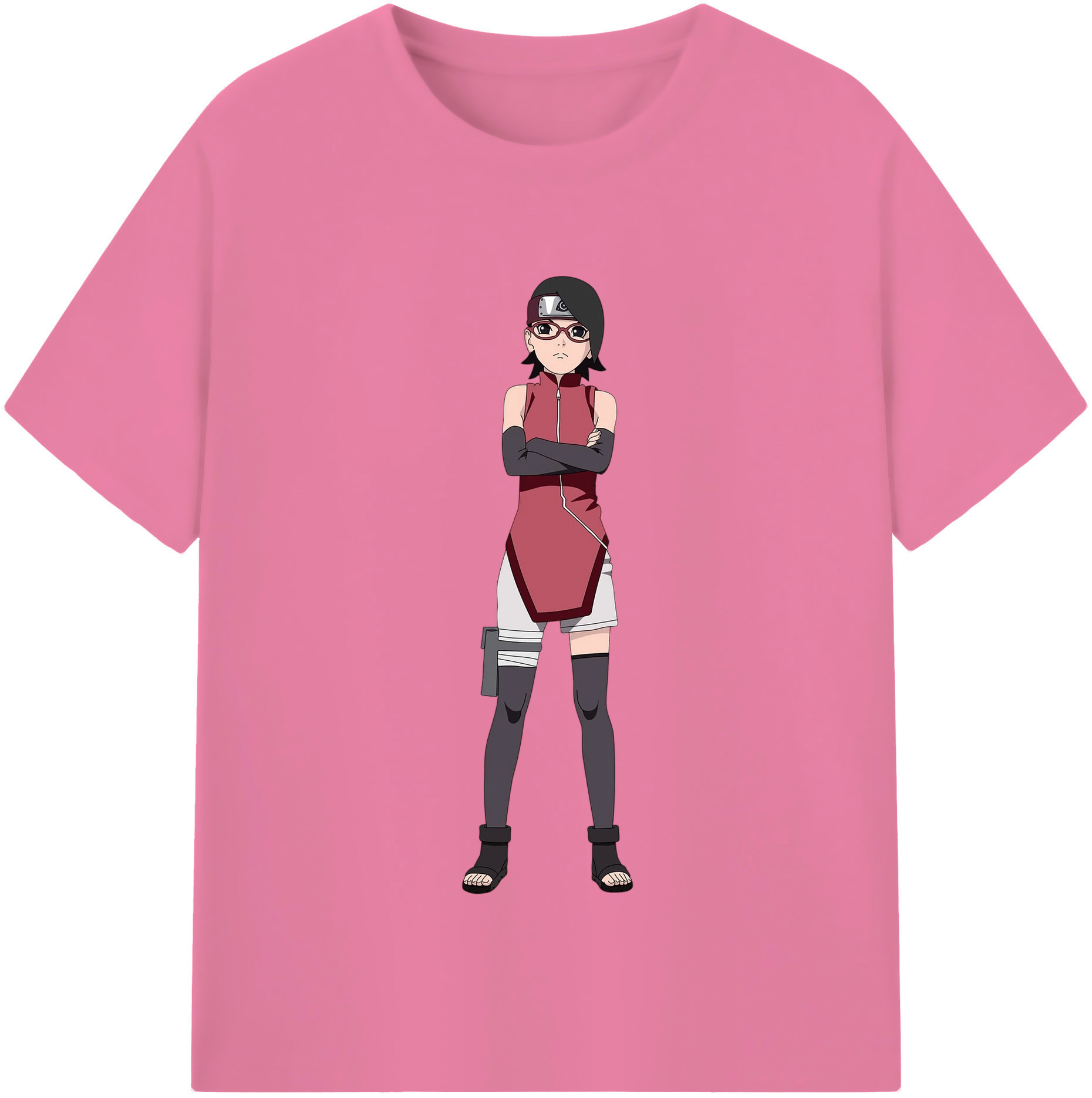 （画像用） NARUTO -ナルト- うちは サラダ Uchiha Sarada 綿100％半袖Tシャツ（フロントプリント）